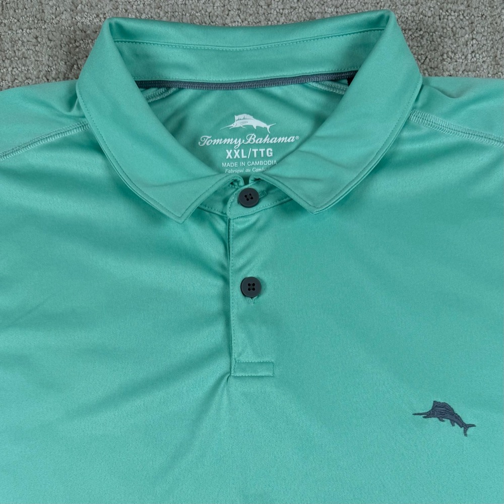 Tommy Bahama Mens 2XL Teal Performance IslandZone Golf Polo Shirt